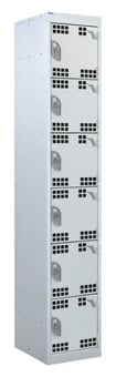 picture of QMP Tool Charging Locker - Perforated Door - RCD Plug - 6 Compartment - Light Grey - 1800H x 300W x 450D mm - [QM-BR1830456LPX]