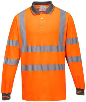 picture of Portwest - Hi-Vis Orange Long Sleeved Cotton Comfort Polo - PW-S271ORR