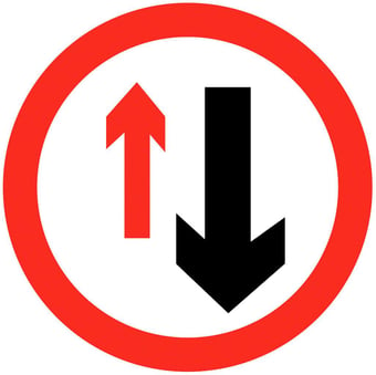 picture of Traffic Priority Oncoming Sign - Class 1 Ref BSEN 12899-1 2001 - 600mm Dia - Reflective - 3mm Aluminium - [AS-TR44-ALU]