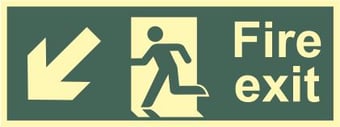 picture of Spectrum Fire Exit Arrow Down/Left – Photoluminescent 400 x 150mm – [SCXO-CI-13368]
