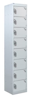 picture of QMP Tool Charging Locker - Solid Door - RCD Plug - 8 Compartment - Light Grey - 1800H x 450W x 450D mm - [QM-BR1845458LSX]