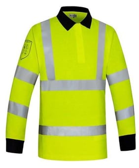 picture of Phoenix Flame Retardant Anti-Static Long Sleeved Yellow Hi-Vis Polo Shirt - FU-PS151