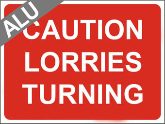 picture of Temporary Traffic Signs - Caution Lorries Turning - Class 1 Ref BSEN 12899-1 2001 - 600 x 450Hmm - Reflective - 1mm Aluminium - [AS-ZT43-ALU]