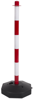 picture of Red and White Plastic Safety Post with Cap and Octagon Shaped Base - GF-PC-POST-RW