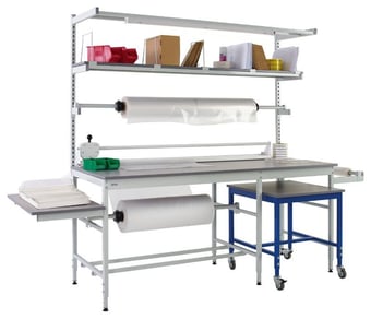 Picture of QMP Pack Tek Dual Workbench Kit 3 - 840-1100H x 2100W x 750D mm - Laminate Worktop - [QM-BPD842175PL3]
