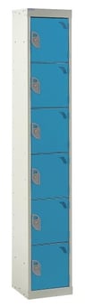 picture of QMP Tool Charging Locker - Solid Door - RCD Plug - 6 Compartment - Light Blue - 1800H x 450W x 450D mm - [QM-BR1845456USX]