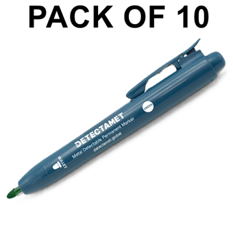 picture of Detectamet Detectable Retractable Permanent Marker - Green Bullet Tip - Pack of 10 - [DT-146-A05-P04-A07]