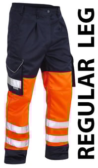 picture of Bideford - Hi-Vis Orange/Navy Poly/Cotton Cargo Trouser - Regular Leg - LE-CT01-O/NV-R - (PS)