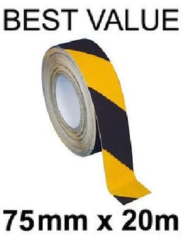 picture of Self Adhesive - 75mm x 20m - Black and Yellow Anti-Slip Tape - Amazing Value - [PV-AST75BY]