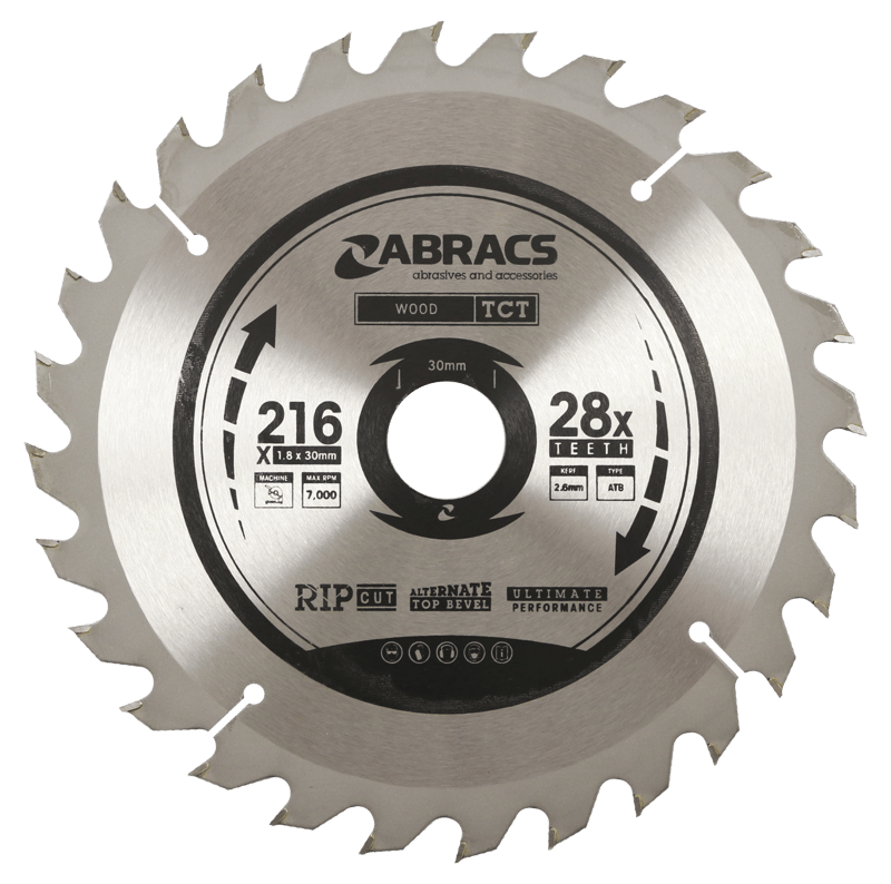 picture of Abracs TCT Blade 216mm x 1.8mm x 30mm - 28T Wood Rip Cut Type - [ABR-TCT21628]