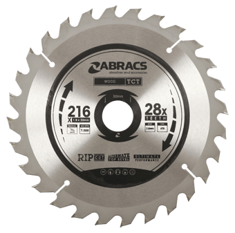 picture of Abracs TCT Blade 216mm x 1.8mm x 30mm - 28T Wood Rip Cut Type - [ABR-TCT21628]