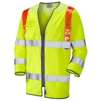 Picture of Taddiport - Yellow Hi-Vis Orange Brace 3/4 Sleeve Waistcoat - LE-S14-Y