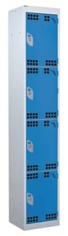 picture of QMP Tool Charging Locker - Perforated Door - Standard Plug - 4 Compartment - Light Blue - 1800H x 450W x 450D mm - [QM-BL1845454UPX]