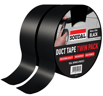 Picture of Soudal Duct Tape Twin Pack - Black - 50mm x 50m - [DK-DKSD167043]