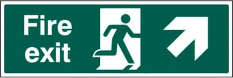 picture of Fire Exit Arrow Pointing North East Sign - 400 x 150Hmm - Rigid Plastic - [AS-SA9-RP]