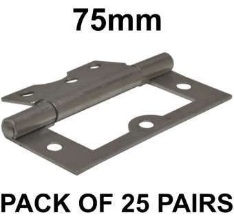 picture of BZP Flush Hinges - 75mm - Pack of 25 Pairs - [CI-CH120L]