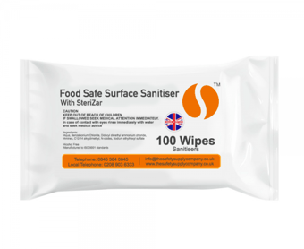 Picture of Heavy Duty Food Safe Surface SANITISER Wipes - Large - 100 Sheets - With SteriZar - Reseal Pouch - [WS-130818]