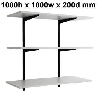 picture of BiGDUG Twin Slot Shelving Kit - 1000h x 1000w x 200d mm - 3 White Melamine Levels - [BDU-TSB1023W]