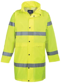Picture of Portwest - Yellow Hi-Vis Rain Long Coat - PW-H442YNR