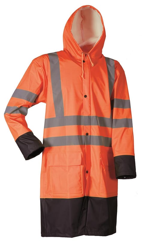 picture of Lyngsoe - Microflex Hi-Viz Rain Jacket - 100cm Long - Waterproof - Orange/Navy - EN343 3:1 EN471 3:2 - LS-LR8030-ORANGE