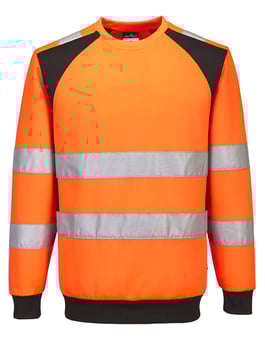 picture of Portwest CD805 - WX2 Eco Hi-Vis Sweatshirt - Orange/Black - PW-CD805OBR