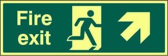 picture of Photoluminescent Fire Exit Sign - Arrow North East - 400 x 150Hmm - Self Adhesive Rigid Plastic - [AS-PH5-SARP]