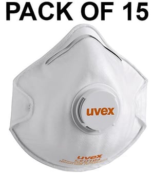 picture of UVEX - Silv-Air C2210 FFP2 Valved Moulded Disposable Mask - Pack of 15 - [TU-8732-210]