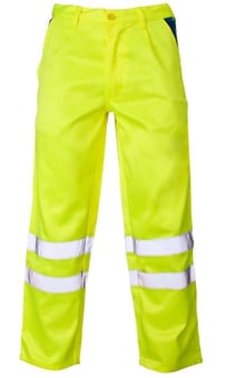 Picture of Hi Vis POLYCOTTON Yellow Spec Trousers - Hi Vis BAND - ST-38782YER - (DISC-R)