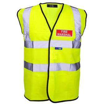 picture of Retroreflective Fire Marshal Printed Front and Back - Yellow Hi-Vis Vest - ST-35241-FM