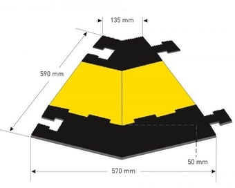 picture of TRAFFIC-LINE Cable/Hose Protection Ramp Medium - Angled Section - Right - Black/Yellow - 590 x 570 x 50mm - [MV-279.24.283]