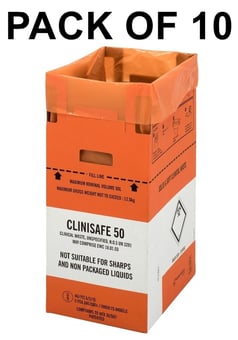picture of Clinisafe Low Cardboard Carton Containers - 50L - Orange - Pack of 10 - [VC-21503001]