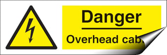 picture of Danger Overhead Cables Sign LARGE - 600 x 200Hmm - Self Adhesive Vinyl - [AS-WA116-SAV]