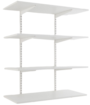 Picture of BiGDUG White Twin Slot Shelving Kit - 1200h x 1000w x 300d mm - 4 White Melamine Levels - [BDU-TSW1234W]