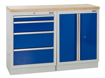 picture of BiGDUG 1361mm Wide Workbench - 4 Drawer Cabinet - 2 Door Cupboard - Multiplex Worktop - [BDU-TGC31GBM] - (LP)