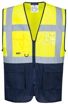 picture of Portwest - C377 - Hi-Vis Two Tone MeshAir Yellow/Navy Executive Vest - PW-C377YNR