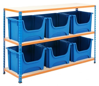 picture of BiG340 Value Large Stacking Pick Bin Kit - 915h x 1525w x 455d mm - 6x Blue Bins - [BDU-CPBK2BL]