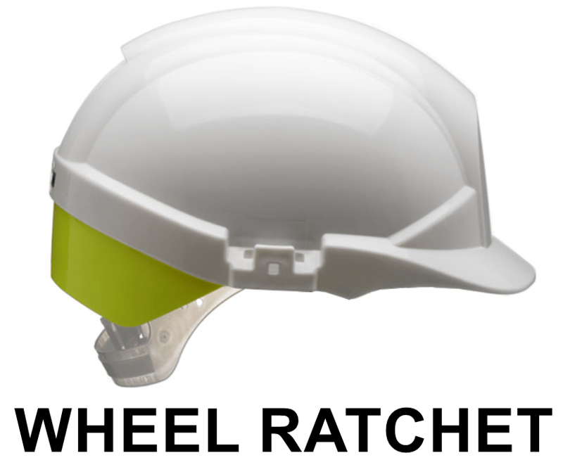 Centurion Reflex White Safety Helmet with Yellow Rear Flash - Wheel Ratchet - [CE-S12WHVYR]