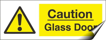 picture of Caution Glass Door Sign - 200 x 75Hmm - Self Adhesive Vinyl - [AS-WA216-SAV]