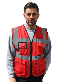 picture of Korntex Red Hi Vis Executive Multifunction Vest - AP-KXEXECRE