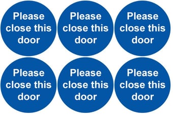 picture of Safety Labels - Please Close This Door (24 pack) 6 to Sheet - 75mm dia - Self Adhesive Vinyl - [IH-SL63-SAV]