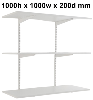 picture of BiGDUG Office Wall Mounted Shelving Kit - 1000h x 1000w x 200d mm - 3 White Melamine Levels - [BDU-TSW1023WO]