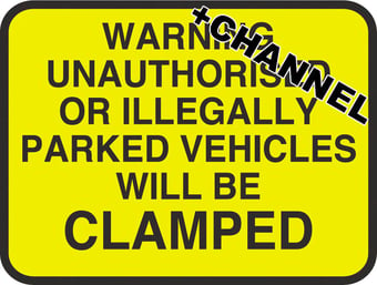 picture of Street Signs - Warning Unauthorised or Illegally Parked Vehicles Will be Clamped With Fixing Channel - FIXING CLIPS REQUIRED - 450 x 600Hmm - Reflective - 3mm Aluminium - [AS-TR149C-ALU]