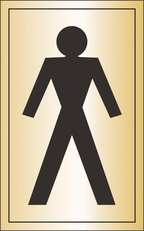 picture of Prestige Gents Toilet Man Sign LARGE - Gold Effect - 125 x 200Hmm - 1.5mm Aluminium - [AS-GOLD27A-ALU]