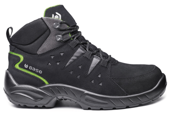 Picture of S1P SRC - Portwest - Harlem Top Ankle Shoes - Fresh’n Flex Midsole - Steel Toecap - Black/Green - PW-B0174BGN - (DISC-R)