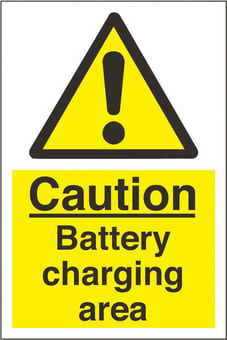 Picture of Caution Battery Charging Area Sign - 200 x 300Hmm - Rigid Plastic - [AS-WA252-RP]