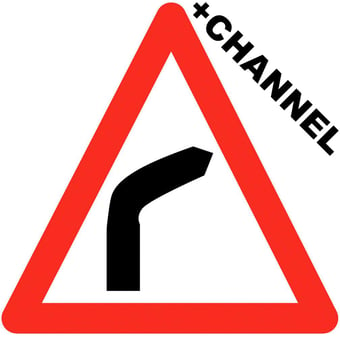 picture of Traffic Right Turn Triangle Sign With Fixing Channel - FIXING CLIPS REQUIRED - Class 1 Ref BSEN 12899-1 2001 - 600mm Tri. - Reflective - 3mm Aluminium - [AS-TR70-ALUC]