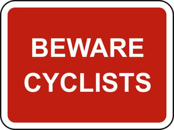 picture of Spectrum 600 x 450mm Dibond ‘BEWARE CYCLISTS’ Road Sign - With Channel – [SCXO-CI-13105]