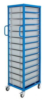 picture of Euro Container Trolley - 1855h x 465w x 715d mm - 13 x 20L Capacity Boxes - [BDU-UZECTL1]