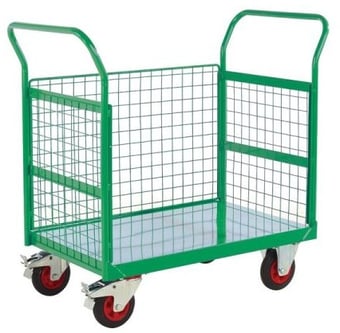 picture of QMP 3 Sided Trucks - Green - Mesh Sides - 830H x 600W x 1200D mm - [QM-RTBT3612MGXX] - (LP)