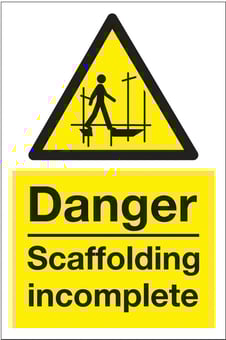 Picture of Danger Scaffolding Incomplete Sign - 400 X 600Hmm - Duralite GRP - [AS-TUF34-DG]